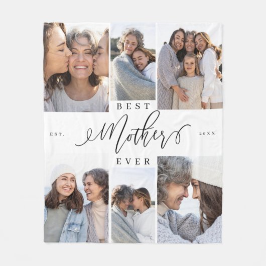 母最高の母の台本の母の日の写真コラージュ フリースブランケット (正面)