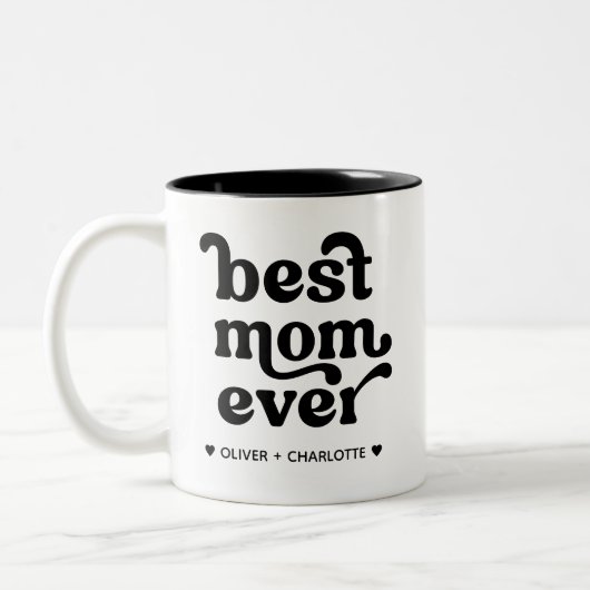 母最高の母の子モダン供が母の日を名付ける ツートーンマグカップ (左)