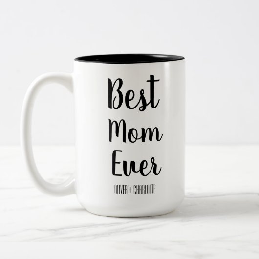 母最高の母の子モダン供が母の日を名付ける ツートーンマグカップ (左)