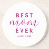 母最高の母の日が暑いピンクの台本 コースター (正面)