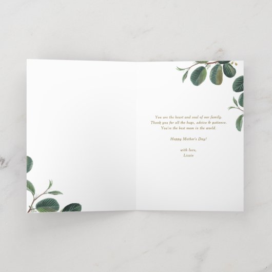 母最高の母の日に重ねて写真 箔グリーティングカード (内側レイダウン)