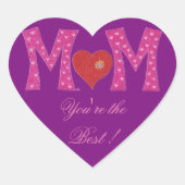 母最高の母の日のハート紫色のシール ハートシール (正面)