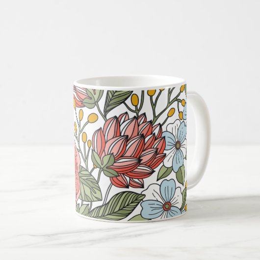 母最高の母の日のフローラ コーヒーマグカップ (正面右)