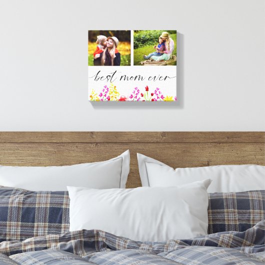 母最高の母の日の写真コラージュフローラ キャンバスプリント (インサイチュ (寝室))