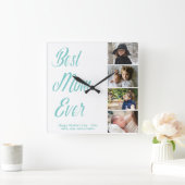 母最高の母の日の写真コラージュ広場Wa スクエア壁時計 (ホーム)