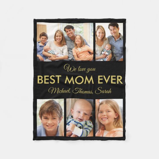 母最高の母の日の写真コラージュ フリースブランケット (正面)