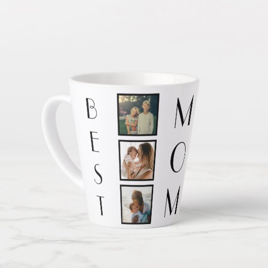 母最高の母の日の家族6写真コラージュ カフェラテマグ (左アングル)