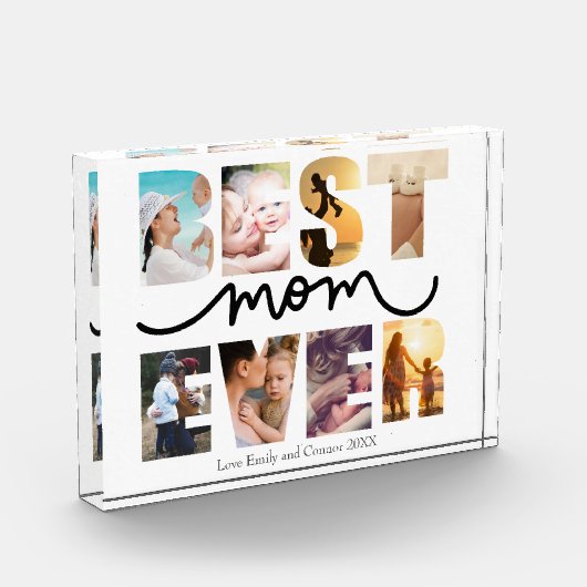 母最高の母の日の文字の形の写真 フォトブロック (左)