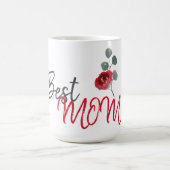 母最高の母の日の水の色フローラ コーヒーマグカップ (中央)