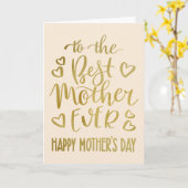 母最高の母の日の金ゴールドタイポグラフィ カード (黄色い花)