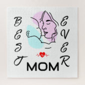 母最高の母の日は常にミニマルなラインアート ジグソーパズル (縦)