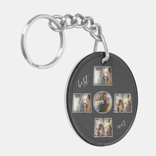 母最高の母の日ギフト3写真切り出し キーホルダー (正面左)