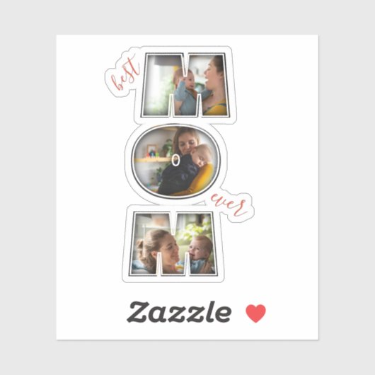 母最高の母の日ギフト3写真切り出し シール (シート)