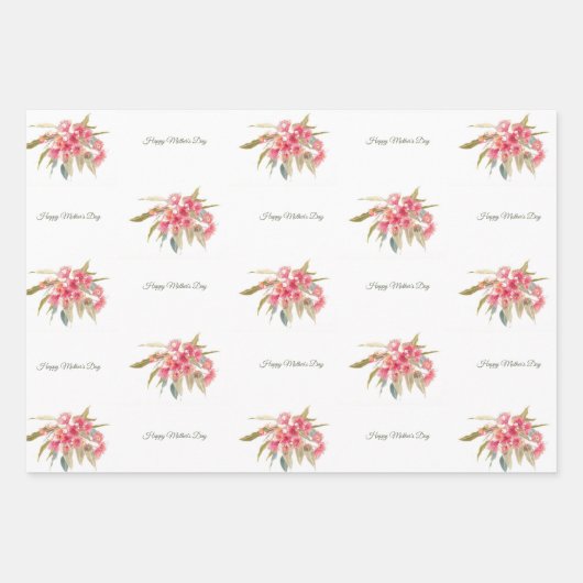 母最高の母の日ピンクのフローラ ラッピングペーパーシート (正面3)