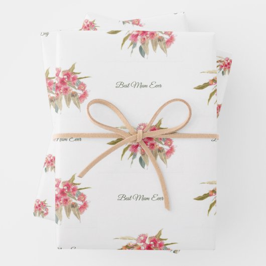 母最高の母の日ピンクのフローラ ラッピングペーパーシート (インサイチュ)