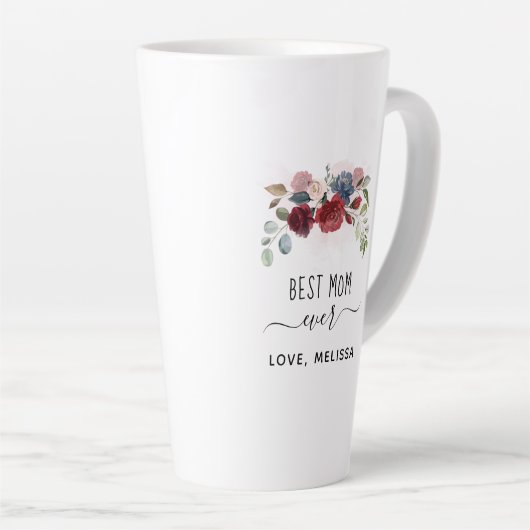 母最高の母の日フローラパーソナライズされた カフェラテマグ (右アングル)
