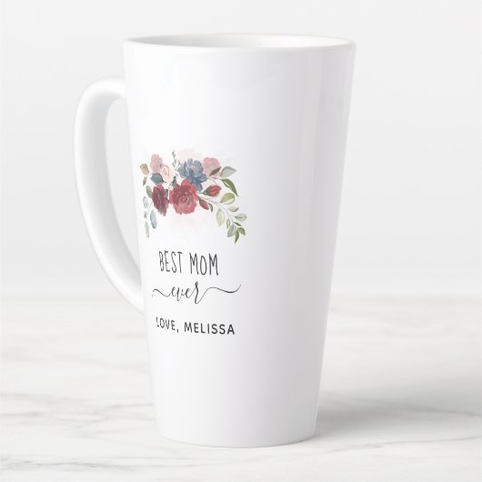 母最高の母の日フローラパーソナライズされた カフェラテマグ (左アングル)