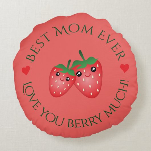 母最高の母の日愛あなたベリー多く ラウンドクッション (裏面)