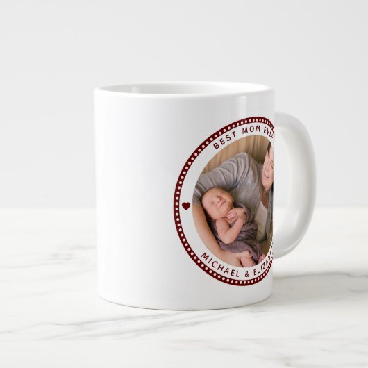 母最高の母の日2つの写真コラージュ ジャンボコーヒーマグカップ (正面右)