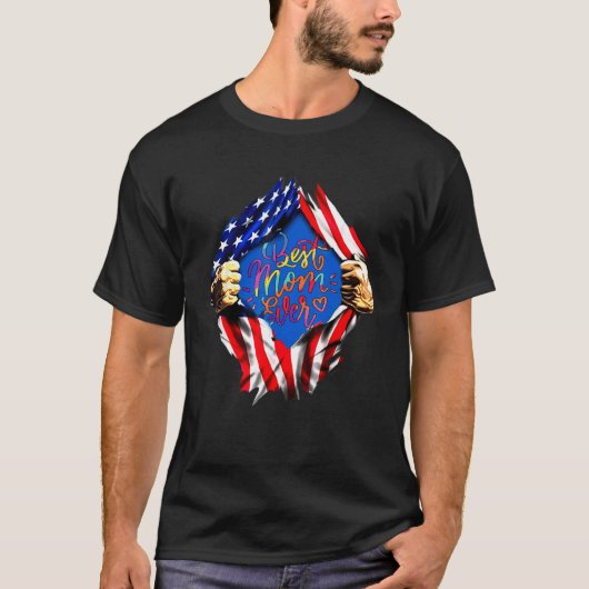 母最高の母は今までアメリカ国旗の幸せな母の日 Tシャツ (正面)