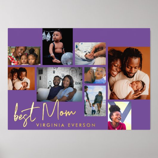 母最高の母 | COLLAGE MOTHERS DAY写真数々の金ゴールド 箔ポスター (正面)