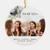 母最高の母MOM Ever写真クリスマスベル セラミックオーナメント (正面)