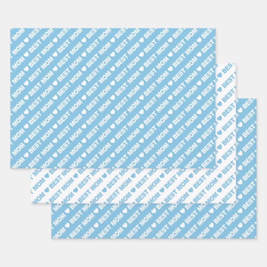 母最高の淡青と白 ラッピングペーパーシート (セット)