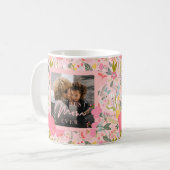 母最高の生写真マザーズ日ピンクの野花 コーヒーマグカップ (正面左)