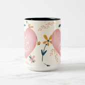 母最高の生花の写真母の日のマグカップ ツートーンマグカップ (中央)