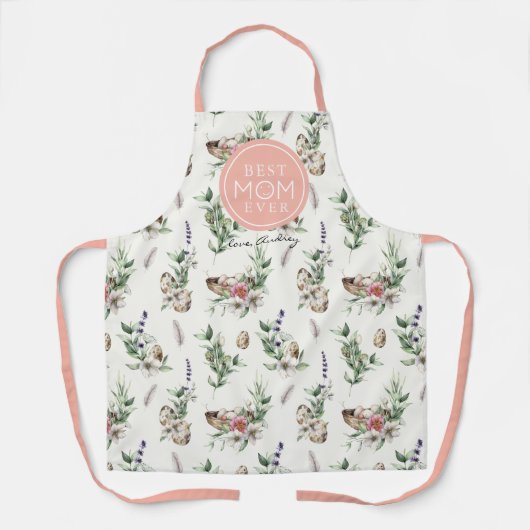 母最高の生花の卵の羽毛 エプロン (正面)