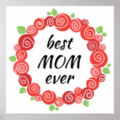 母最高の生赤いバラリース母の日 ポスター (正面)