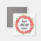 母最高の生赤いバラリース母の日 マグネット (正面/裏面)