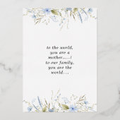 母最高の生青い野生のフローラ写真マザーズ・デイ 箔招待状 (裏面)