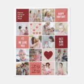 母最高の誕生日母の日フォトコラージュピンク フリースブランケット (正面)