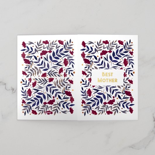 母最高の魔法のブルゴーニュガーデン母の日 箔シーズンカード (外側レイダウン)