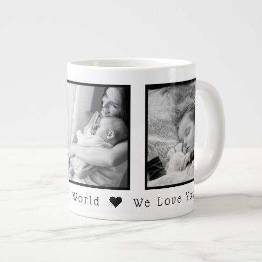 母最高の黒白3枚 ジャンボコーヒーマグカップ (正面右)