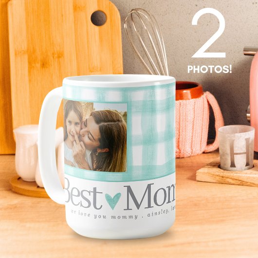 母最高の2枚のフォトジンガムハート母の日 コーヒーマグカップ