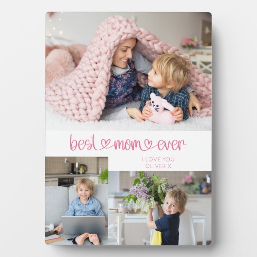 母最高の3枚かわいいハートタイポグラフィプラーク フォトプラーク (正面)