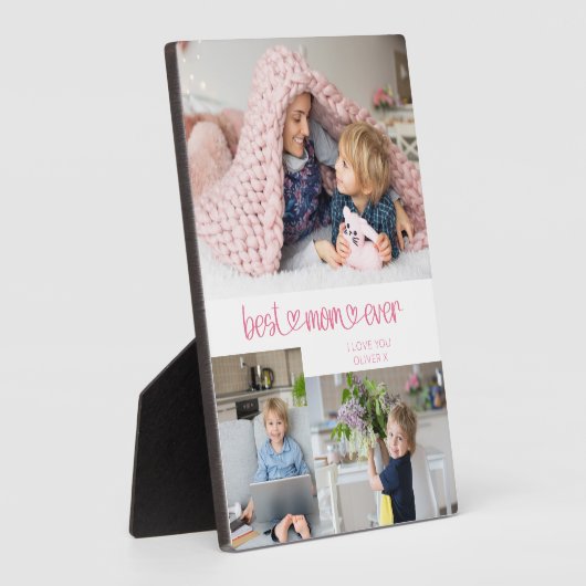 母最高の3枚かわいいハートタイポグラフィプラーク フォトプラーク (側面)