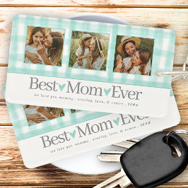 母最高の3枚の写真マザーズ・デイ・ギンガムハート キーホルダー