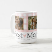 母最高の3枚の写真マザーズ・デイ・ギンガムハート コーヒーマグカップ (正面左)