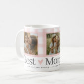 母最高の3枚の写真マザーズ・デイ・ギンガムハート コーヒーマグカップ (正面左)