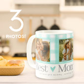 母最高の3枚の写真マザーズ・デイ・ギンガムハート コーヒーマグカップ