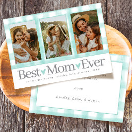 母最高の3枚の写真マザーズ・デイ・ギンガムハート シーズンカード