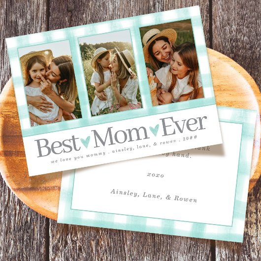 母最高の3枚の写真マザーズ・デイ・ギンガムハート シーズンカード