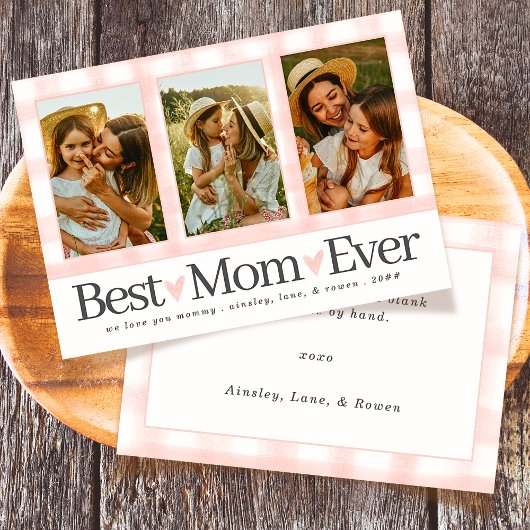 母最高の3枚の写真マザーズ・デイ・ギンガムハート シーズンカード