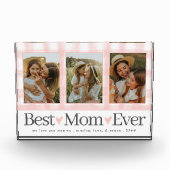 母最高の3枚の写真マザーズ・デイ・ギンガムハート フォトブロック (正面)