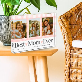 母最高の3枚の写真マザーズ・デイ・ギンガムハート フォトブロック