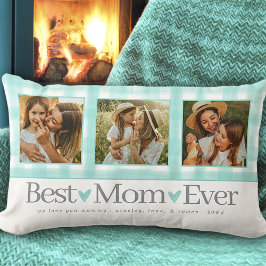 母最高の3枚の写真マザーズ・デイ・ギンガムハート ランバークッション