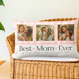 母最高の3枚の写真マザーズ・デイ・ギンガムハート ランバークッション